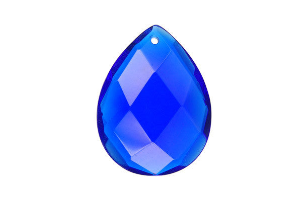 Royal Blue Quartz Glass Pendants: Flat Oval & Briolette - 2 Styles