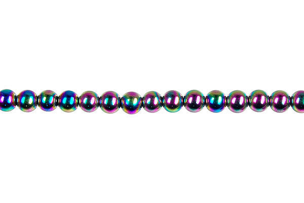 Hematite Beads - Rainbow) Round - 4mm - 16-inch - unbranded beads for jewelry making