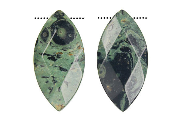 Kambaba Jasper Faceted Marquise - 20x40mm - Piece - unbranded Kambaba Jasper pendant for jewelry making