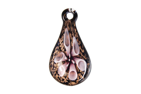 Lampwork Art Glass Briolette Flower Pendants - 2 Styles