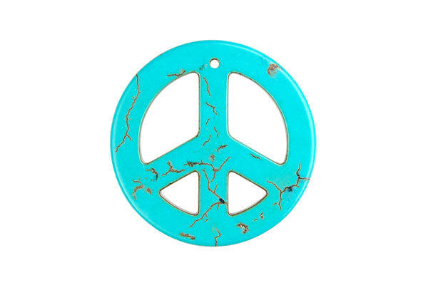 Howlite (Turquoise) Peace Sign Pendant - 35x35mm - Piece - unbranded Howlite pendant for jewelry making