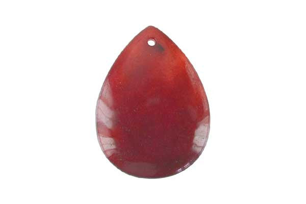 Colored Jade (Red) Flat Briolette - 30x40mm - Piece - unbranded Colored Jade pendant for jewelry making