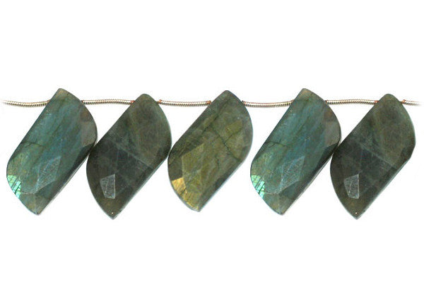 Labradorite Beads - Faceted Leaf S Shape - 30mm - 8-inch - unbranded beads for jewelry making