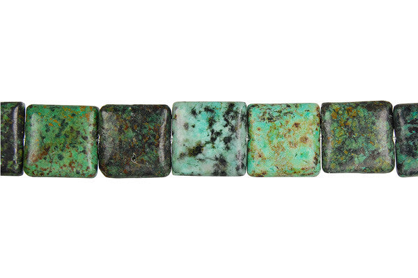 African Turquoise Beads - Dark) Square - 16x16mm - 16-inch - unbranded beads for jewelry making