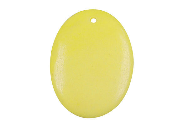 Snow Lemon Jade Flat Oval - 35x45mm - Piece - unbranded Lemon Jade pendant for jewelry making