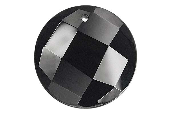 Black Onyx Faceted Coin - 40x40mm - Piece - unbranded Black Onyx pendant for jewelry making