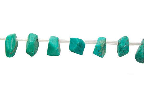 Turquoise Beads - Stabilized) Faceted Slab (Top Drilled) - 8-12mm - 16-inch - unbranded beads for jewelry making