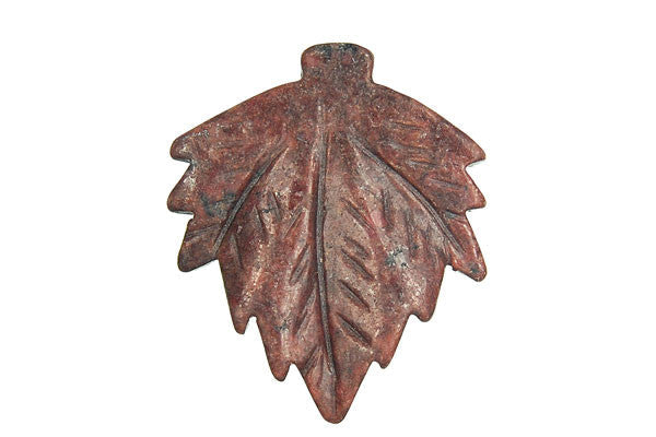 Rhodonite Leaf (Dark) - 40x45mm - Piece - unbranded Rhodonite pendant for jewelry making