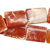 Fire Crackle Agate Beads - Red) Puffy Rectangle - 15x20mm - 14-16-inch - unbranded beads for jewelry making