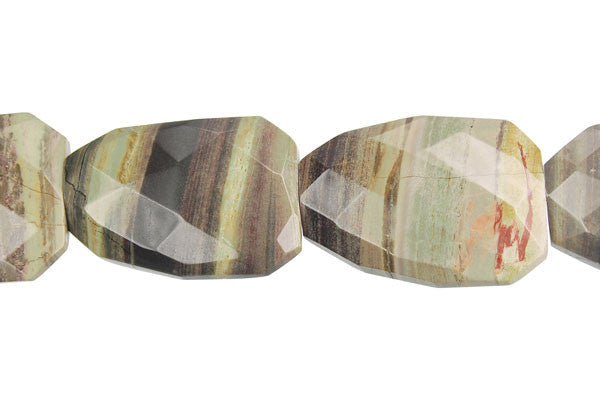 Silvermist Beads - Faceted Slab - 22x30mm - 16-inch - unbranded beads for jewelry making