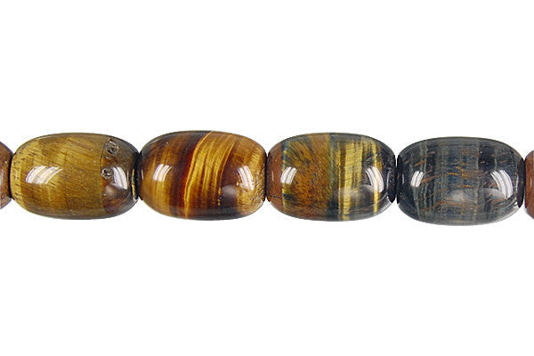 Multi-Color Tiger's Eye Beads - Yellow and Blue) Drum - 10x14mm - 16-inch - unbranded beads for jewelry making