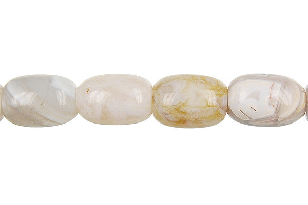Bamboo Leaf Agate Beads - Drum - 10x14mm - 16-inch - unbranded beads for jewelry making