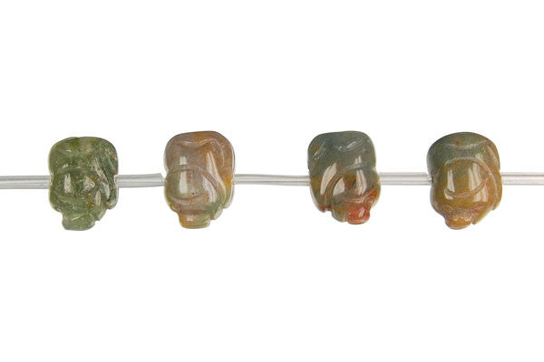Fancy Jasper Beads - Carved Piggy - 10x14mm - 16-inch - unbranded beads for jewelry making