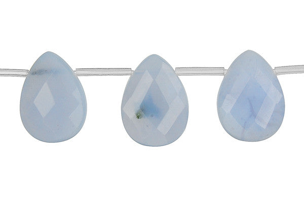Blue Chalcedony Beads - Faceted Flat Briolette Beads - 13x18mm - 16-inch - unbranded beads for jewelry making
