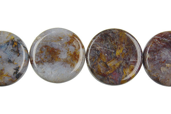 Pietersite Beads - Button - 20mm - 16-inch - unbranded beads for jewelry making
