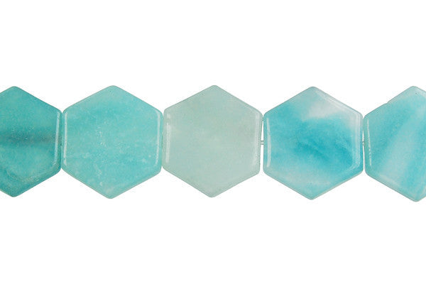 Amazonite Beads - Hexagon - 14x14mm - 16-inch - unbranded beads for jewelry making