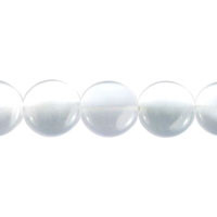 Cat's Eye Fiber Optic Glass Coin & Round Beads - Silver - Coin - 14x14mm - 16-inch - unbranded beads for jewelry making