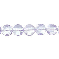 Violet Quartz Glass Beads - Faceted Coin - 10x10mm - 16-inch - unbranded beads for jewelry making