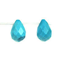 Turquoise Quartz Glass Beads - Faceted Briolette - 13x18mm - 16-inch - unbranded beads for jewelry making