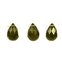 Green Smoky Quartz Glass Beads - Faceted Briolette - 13x18mm - 16-inch - unbranded beads for jewelry making