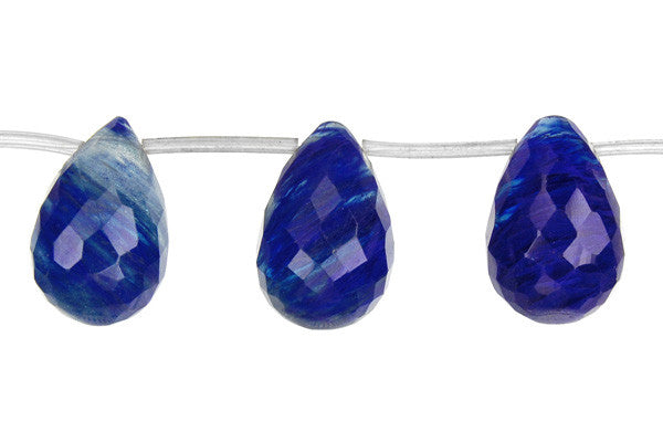 Blueberry Quartz Glass Beads - Faceted Briolette - 16x25mm - 16-inch - unbranded beads for jewelry making
