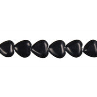 Black Quartz Glass Beads - Heart - 10x10mm - 16-inch - unbranded beads for jewelry making