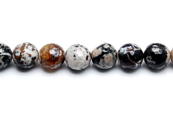 Dragon Vein Agate Beads - Faceted Round (Smoky and White) - 12mm - 16-inch - unbranded beads for jewelry making
