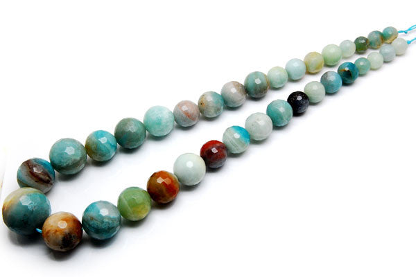 Amazonite Beads - Zebra) Graduated Faceted Round - 8-20mm - 16-inch - unbranded beads for jewelry making