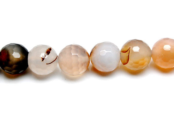 Agate Beads - Natural) Faceted Round - 14mm - 16-inch - unbranded beads for jewelry making