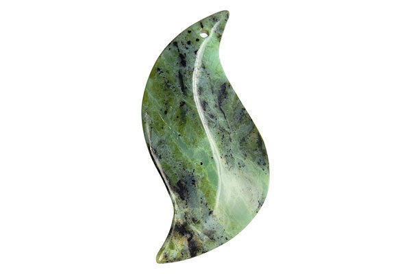 Green Zebra S Shaped Leaf - 25x45mm - Piece - unbranded Green Zebra pendant for jewelry making