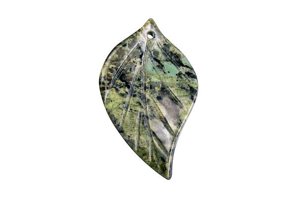 Green Zebra Twisted Leaf - 25x45mm - Piece - unbranded Green Zebra pendant for jewelry making