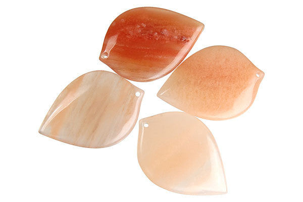 Peach Aventurine Heart Leaf - 30x45mm - Piece - unbranded Peach Aventurine pendant for jewelry making