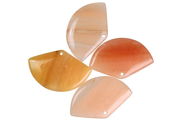 Peach Aventurine Fan - 25x40mm - Piece - unbranded Peach Aventurine pendant for jewelry making