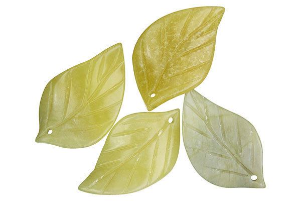 Olive "Jade" (Light) Twisted Leaf - 25x45mm - Piece - unbranded Olive Jade pendant for jewelry making