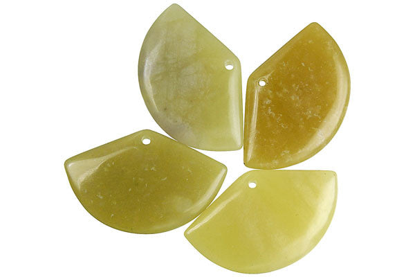 Olive "Jade" (Light) Fan - 25x40mm - Piece - unbranded Olive Jade pendant for jewelry making