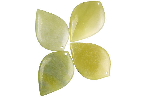 Olive "Jade" (Light) Heart Leaf - 30x45mm - Piece - unbranded Olive Jade pendant for jewelry making