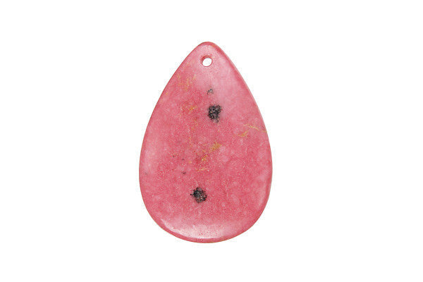 Rhodonite Flat Briolette - 25x38mm - Piece - unbranded Rhodonite pendant for jewelry making