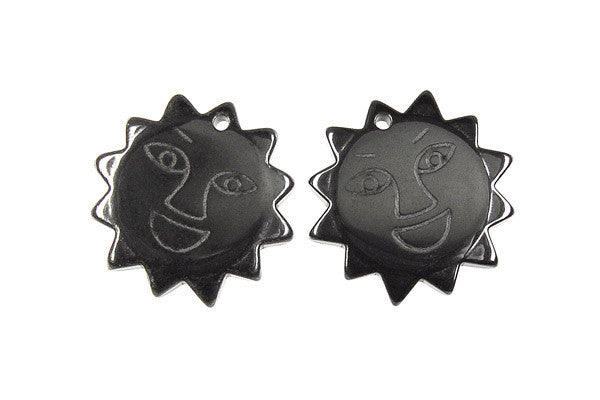 Hematite Sun - 22x22mm - Pack of 2 - unbranded Hematite pendant for jewelry making
