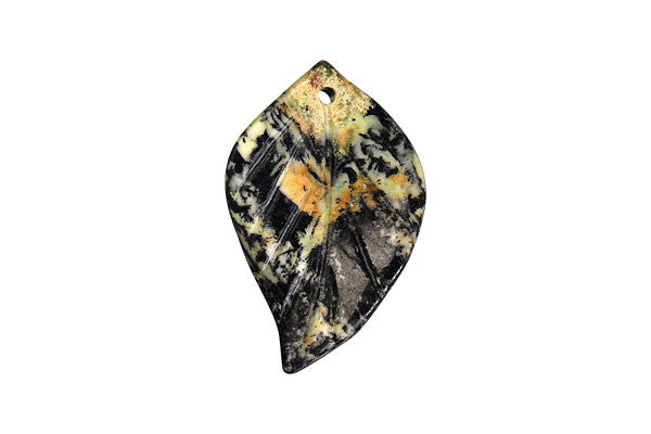 Fireworks Jasper Twisted Leaf - 25x45mm - Piece - unbranded Fireworks Jasper pendant for jewelry making
