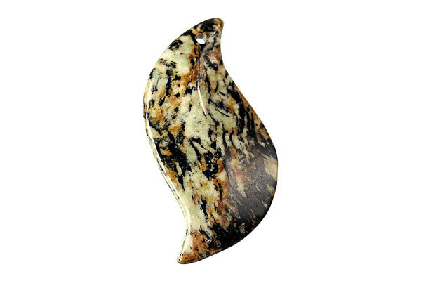 Fireworks Jasper Leaf - 25x45mm - Piece - unbranded Fireworks Jasper pendant for jewelry making