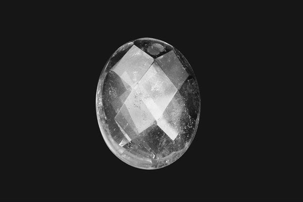 Rock Crystal (B) Faceted Flat Oval - 18x25mm - Piece - unbranded Rock Crystal pendant for jewelry making