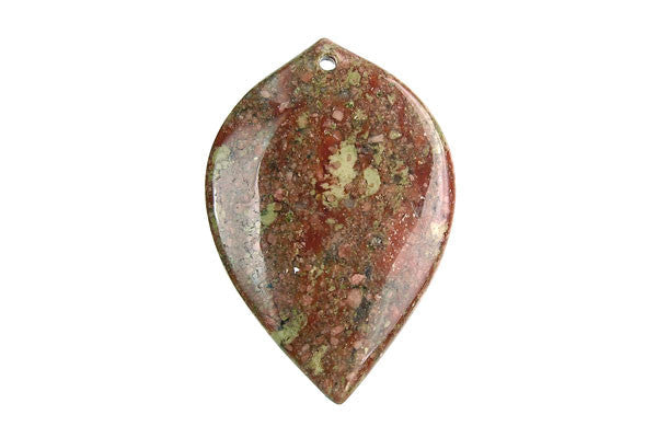 Unakite Heart Leaf - 30x45mm - Piece - unbranded Unakite pendant for jewelry making