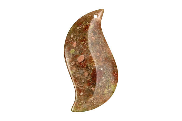 Unakite Leaf - 25x45mm - Piece - unbranded Unakite pendant for jewelry making