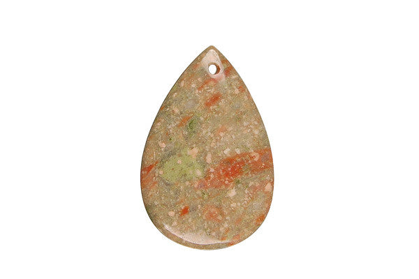 Unakite Flat Briolette - 25x38mm - Piece - unbranded Unakite pendant for jewelry making