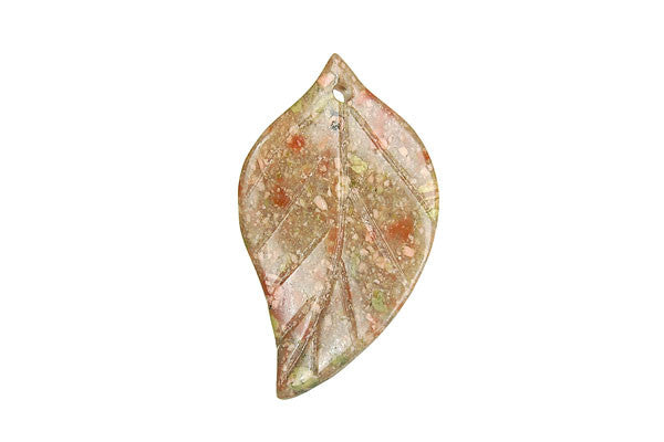 Unakite Twisted Leaf - 25x45mm - Piece - unbranded Unakite pendant for jewelry making