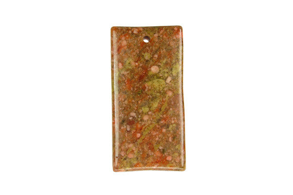 Unakite Flat Rectangle - 20x40mm - Piece - unbranded Unakite pendant for jewelry making