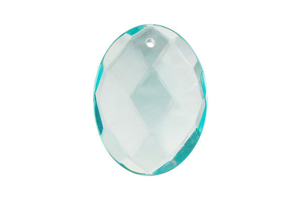 Aqua Quartz Glass Pendants: Flat Oval, Briolette & Rose & More - 4 Styles
