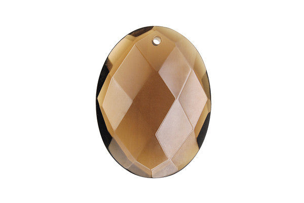 Smoky Quartz Glass Pendants: Flat Oval & Briolette - 2 Styles