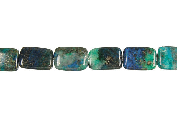 Azurite & Malachite Beads - Azurite Flat Rectangle - 8x12mm - 16-inch - unbranded beads for jewelry making