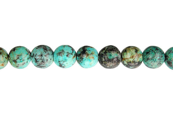 African Turquoise Beads - Dark) Round - 14mm - 16-inch - unbranded beads for jewelry making